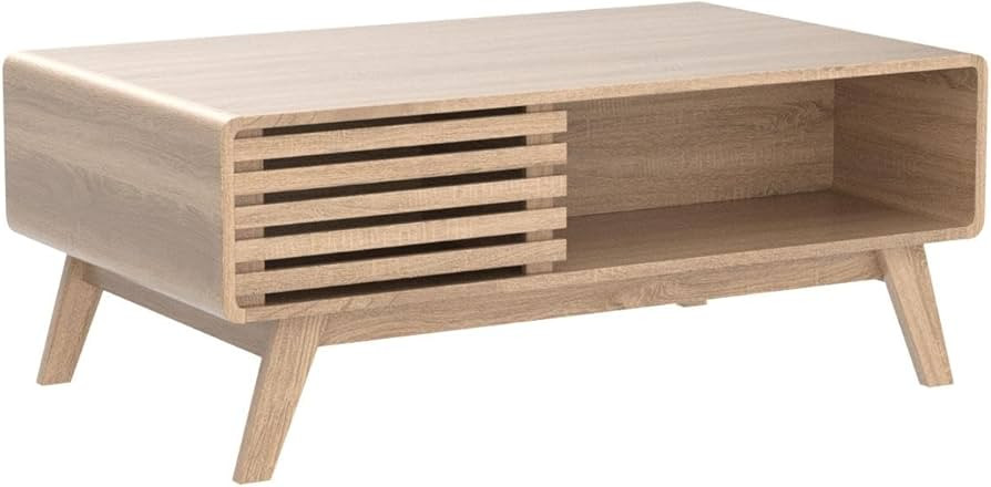 mopio Ensley Coffee Table, Mid Century Modern Table with Storage, Farmhouse Wood Coffee Table for... | Amazon (US)