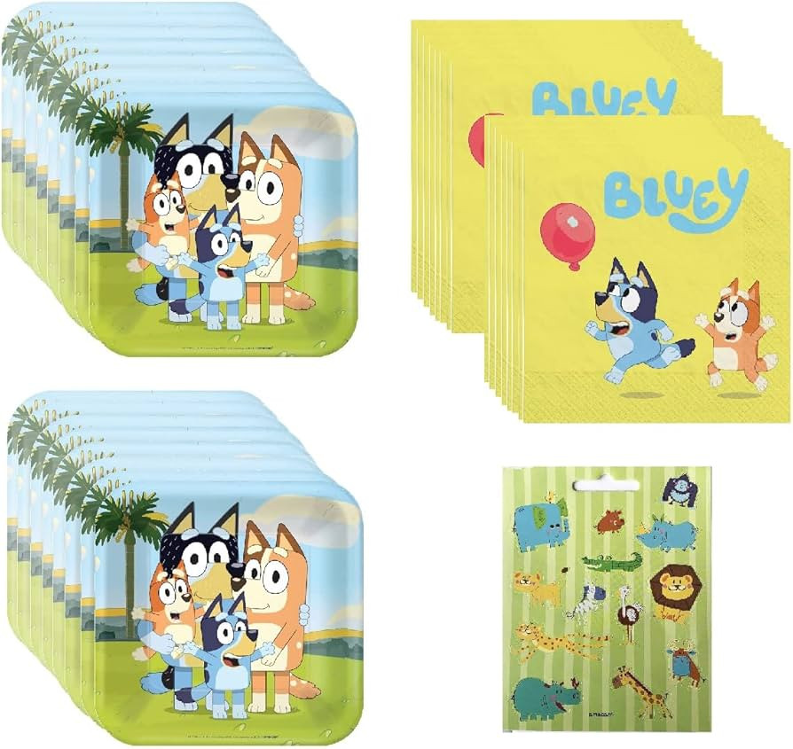 Bluey Birthday Baby Party Supplies Bundle Pack includes Lunch Plates and Lunch Napkins (Bundle fo... | Amazon (US)