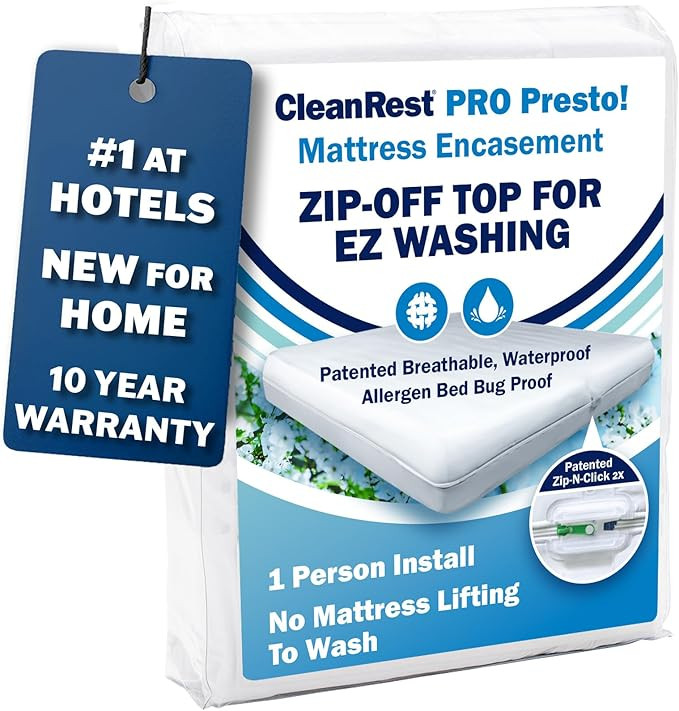 CleanRest PRO Presto! Zip-Off Top Mattress Encasement for EZ Washing, King Size, Waterproof Mattr... | Amazon (US)