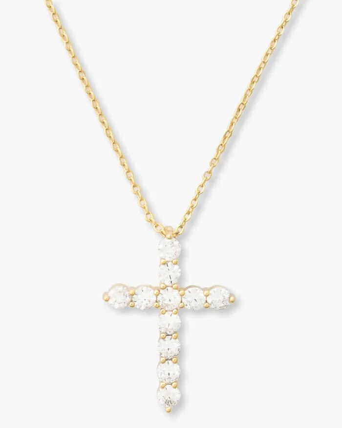 Oh She Fancy" Cross Pendant - Gold|White Diamondettes | Melinda Maria Jewelry