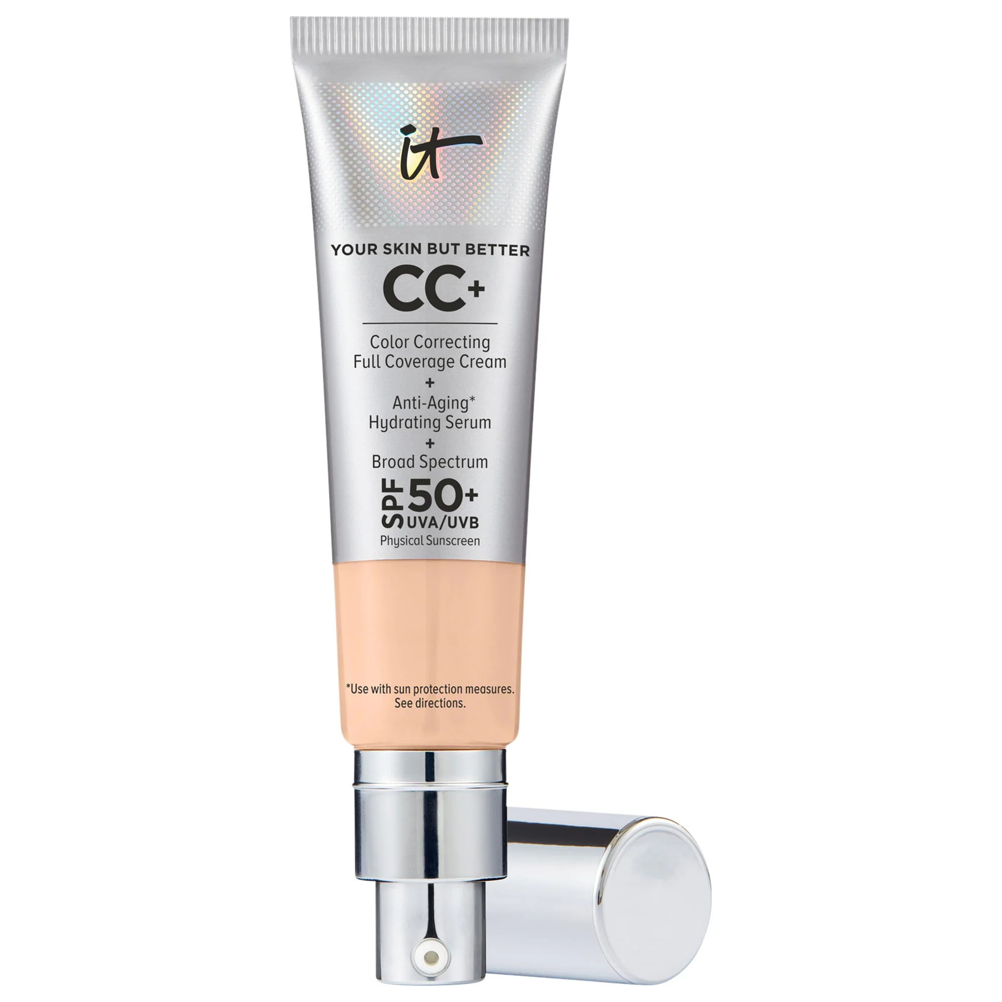 IT Cosmetics CC+ Cream Full Coverage Color Correcting Foundation with SPF 50+ Light Neutral 1.08 oz / 32 mL | Sephora (US)