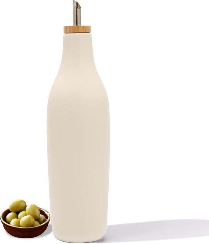 HOMCDALY Ceramic Olive Oil Dispenser Bottle, White Oil Dispenser Bottle for Kitchen, Large Capaci... | Amazon (US)