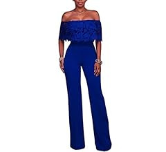 Amazon.com: Halfword Womens Off Shoulder Elegant Long Pants Wide Leg Jumpsuits Rompers XXL White ... | Amazon (US)