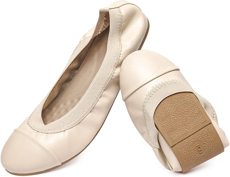 Women's Ballet Flats Classic Round Toe Flats Shoes Casual Comfort Slip On Soft Walking Shoes | Amazon (US)