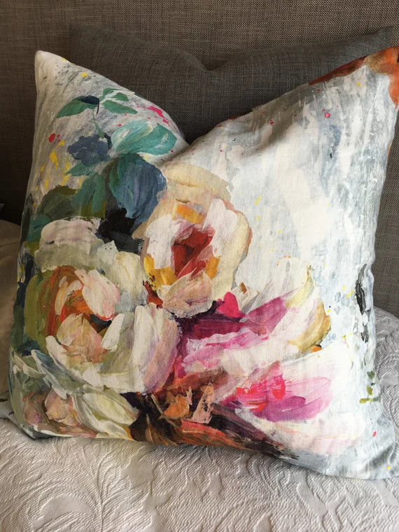 Designers Guild Cushion cover, Floral Cushion Cover, Aubriet cushion cover. | Etsy (US)