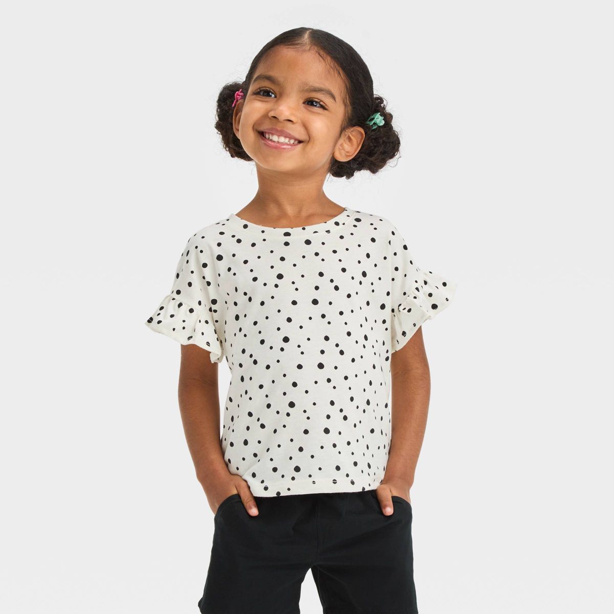 Toddler Girls' Polka Dots T-Shirt - Cat & Jack™ Off-White 4T | Target