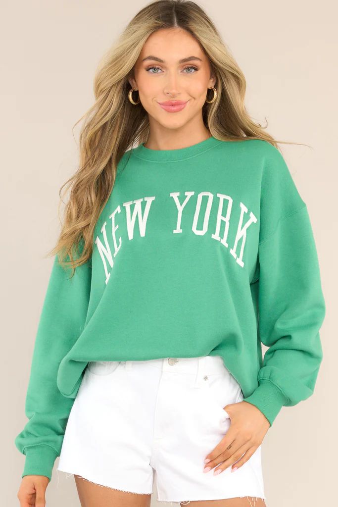 Concrete Jungle Green Embroidered Sweatshirt | Red Dress
