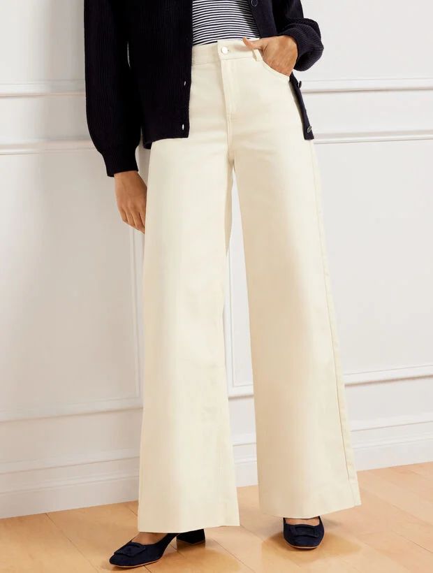 Ultra Wide Leg Denim Trousers - Ivory | Talbots