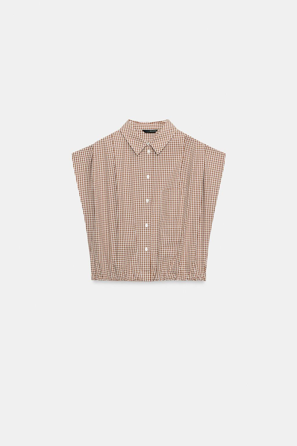CROPPED GINGHAM SHIRT | Zara US