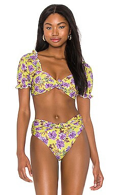 BEACH RIOT Lana Bikini Top in Lime Punch Gardenias from Revolve.com | Revolve Clothing (Global)