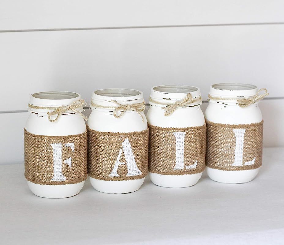Fall Decor Mason Jar Set Table Centerpiece | White Farmhouse Thanksgiving Home Decor | Amazon (US)
