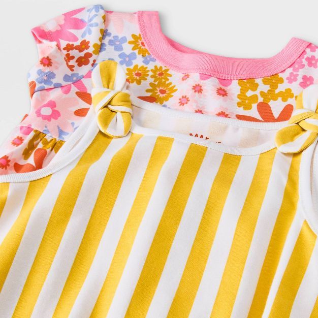 Baby Girls' 2pk Floral Striped Romper - Cat & Jack™ | Target