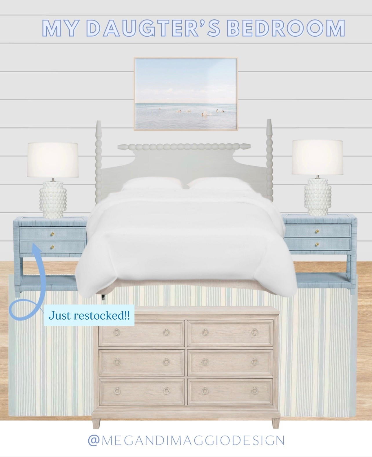 Shop our daughter’s bedroom at the beach house!! 🌊🐚 love the calming blue and white colors…plus these best selling blue rattan nightstands just restocked!! 🙌🏻

#LTKHome #LTKSaleAlert