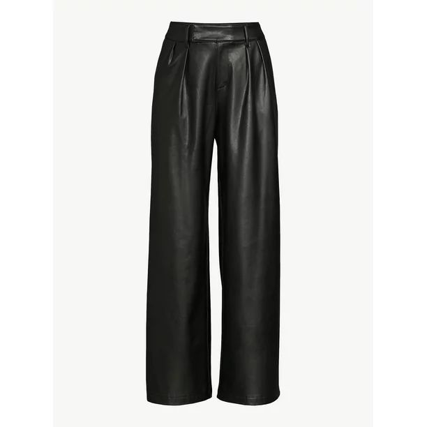 Scoop Women's Faux Leather Wide Leg Pants | Walmart (US)