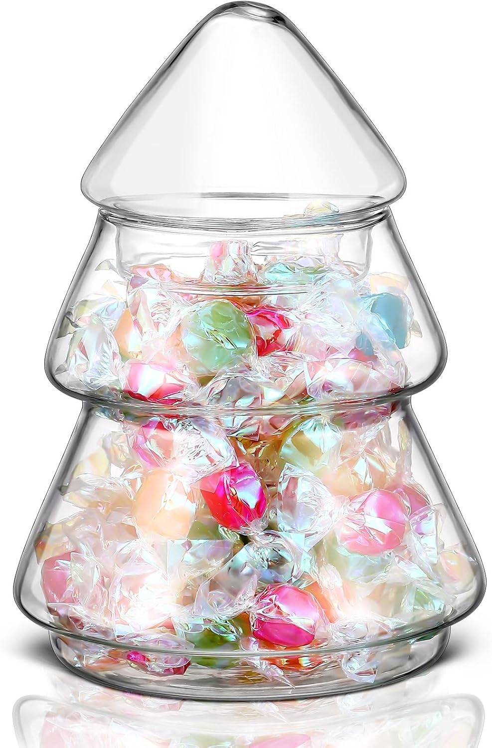 Sliner Christmas Tree Glass Candy Jar with Lid,5.71 x 3.94 Inch,Clear | Amazon (US)