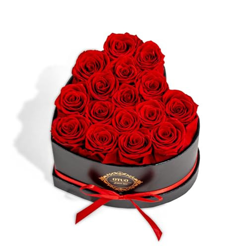 Otuo 16 Preserved Roses in Heart-Shaped Box, Flowers for Delivery Prime Last up 2 Years, Real Forever Flowers for Wife, Girlfriend, Mother, Eternal Roses for Anniversary - Red | Amazon (US)