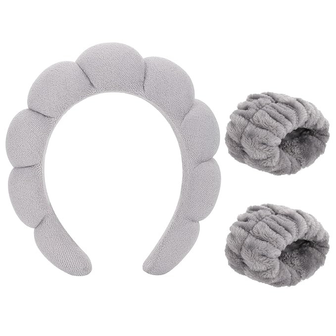 WSICSE Skincare Headbands for Women Girls, Spa Headband for Washing Face Grey Makeup Headband wit... | Amazon (US)