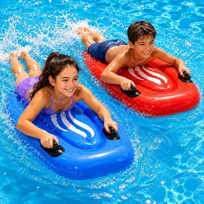Inflatable Boogie Boards for Beach - Kids Inflatable Surfboard with Handles, Body Surf Floating P... | Amazon (US)
