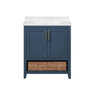 Home Decorators Collection Newhall 30 in. W x 22 in. D Bath Vanity in Grayish Blue with Cultured ... | The Home Depot