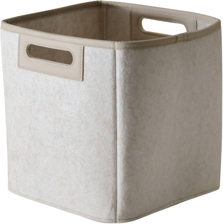 Jamie Bin 10" Storage Baskets Collapsible Felt Storage bin Cubby Storage Organizer Bin + Handles ... | Amazon (US)