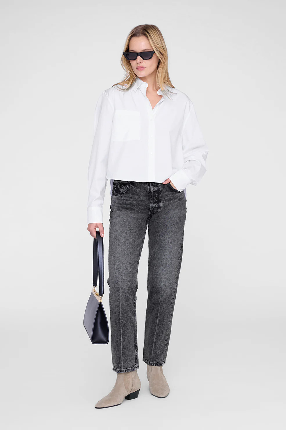 Essie Cropped Shirt - White | Anine Bing
