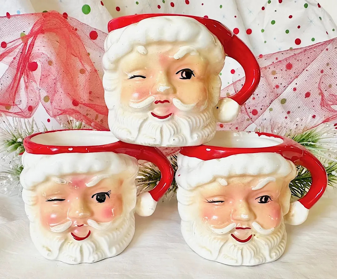 Hand-painted Winking Santa Mug From Napco Made in Japan – Each One Sold Invididually - Etsy | Etsy (US)