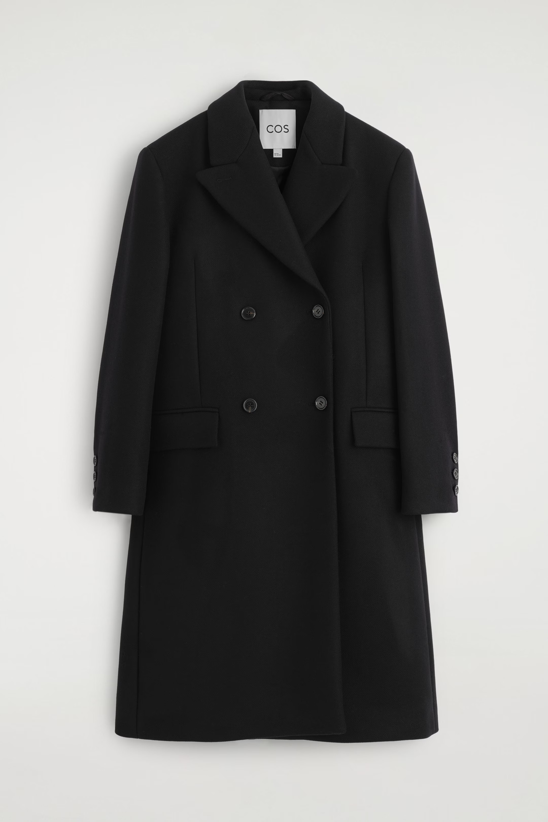 TAILORED DOUBLE-BREASTED WOOL LONG COAT - BLACK | COS GB | COS UK