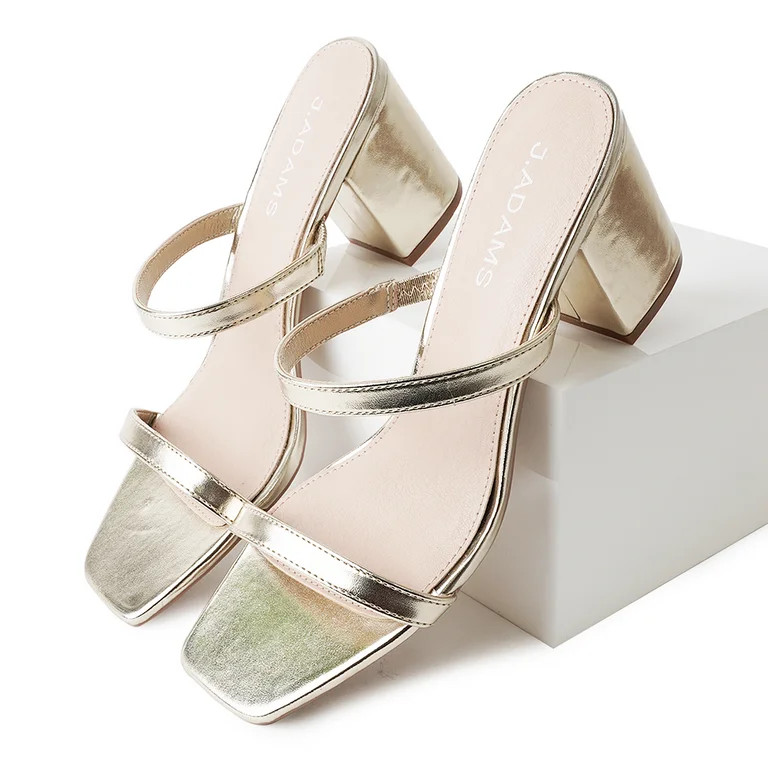 J. Adams Stormi Double Strap Mules - Block Heel Slip-On Sandals for Women - Comfortable, Stylish,... | Walmart (US)