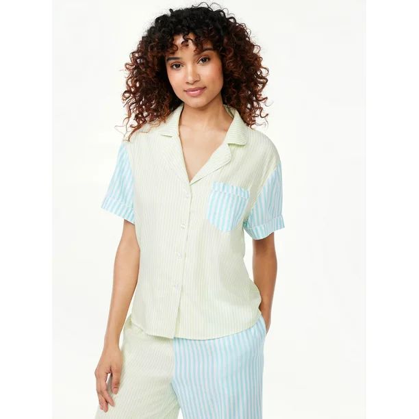 Joyspun Women's Notch Collar Twill Sleep Shirt, Sizes S to 3X | Walmart (US)