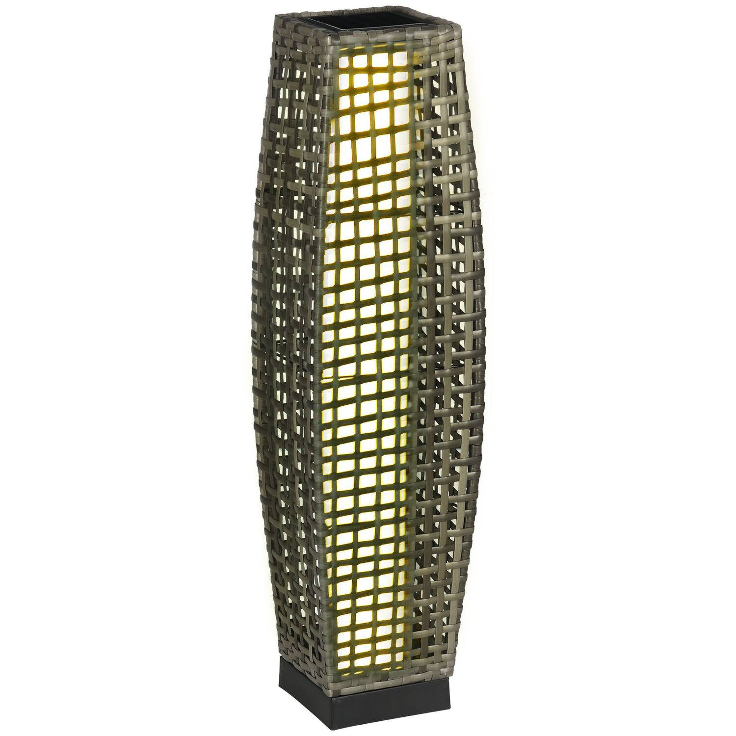 Outsunny - Solar Floor Lamp, Outdoor Garden Lantern Pathway Light & Decorative Driveway Lighting with Auto On/Off LED Lights - Gray | Best Buy U.S.