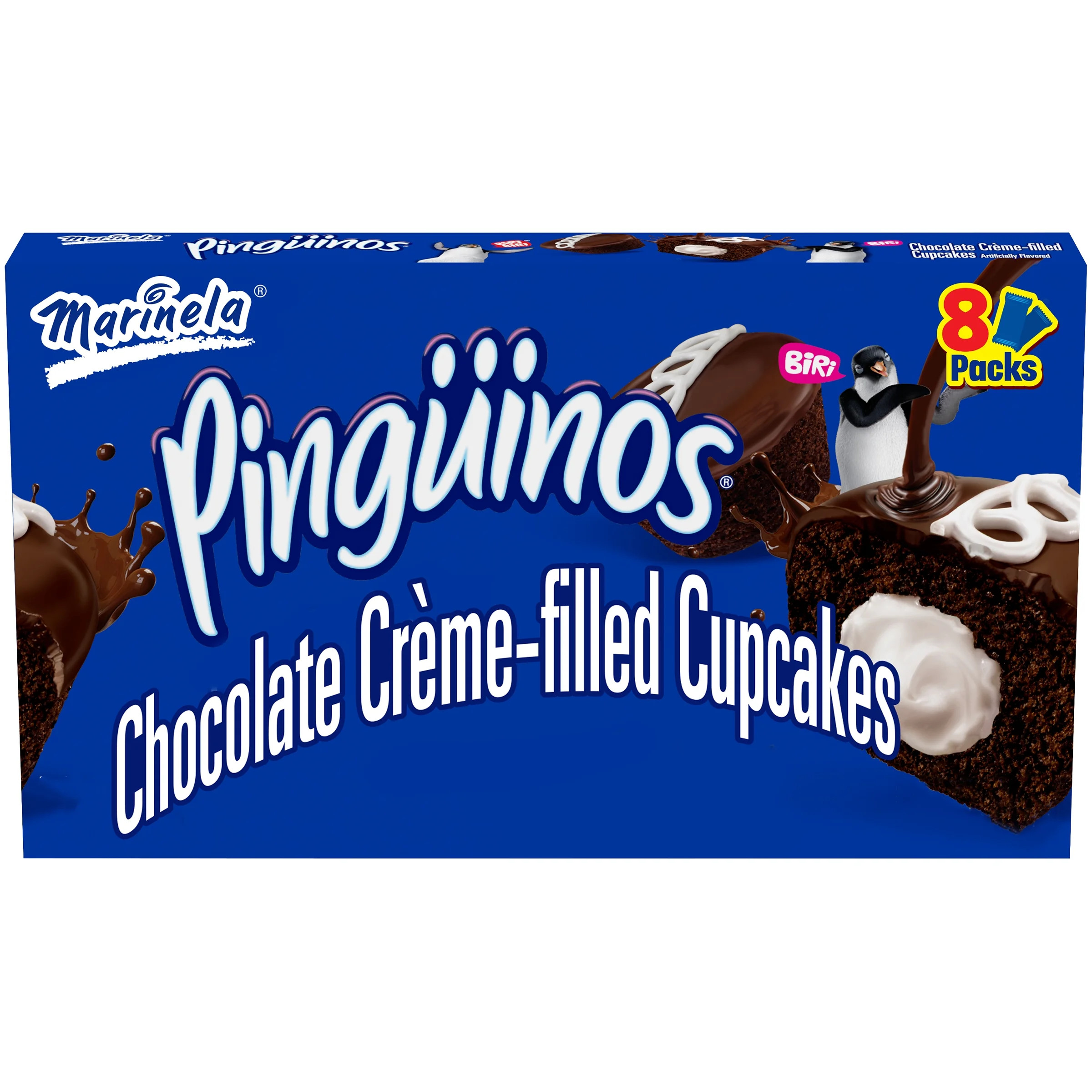 Marinela Pingüinos Chocolate Crème Filled Cupcakes, 8 Count, 11.28 oz Box | Walmart (US)