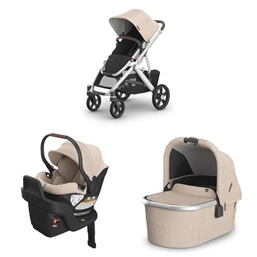 UPPAbaby Travel System - Vista V3 Stroller + Aria Lightweight Car Seat Combo -Bassinet, Toddler Seat, Rain + Bug Shield, Car Seat, Base with Load Leg + Infant Insert Included – Declan (Oat Mélange) | Amazon (US)