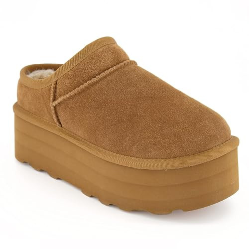 JZTBC Platform Boots for Women Ultra Mini Ankle Boots Huggy Cozy Slippers with Fur Interior Womens Suede Winter Boots | Amazon (US)