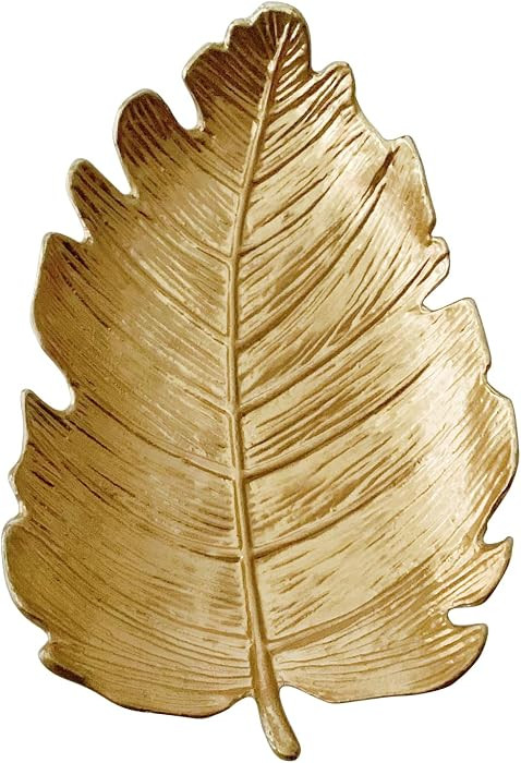 Small Leaf Shaped Trinket Dish, Decorative Gold Jewelry Dish Tray, Ring Hodler Dish Jewelry Organizer | Amazon (US)