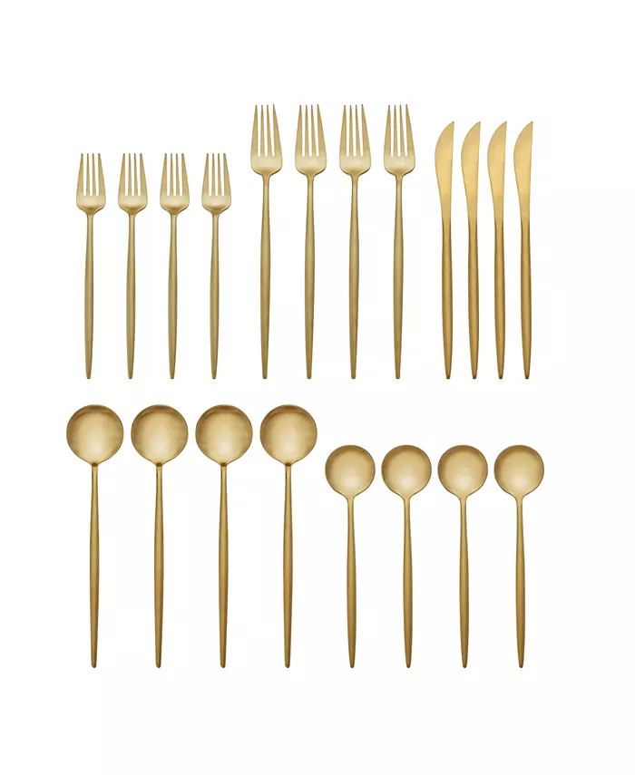 Hampton Forge Skandia Zephyr Satin Gold 20-PC Flatware Set, Service for 4 - Macy's | Macy's