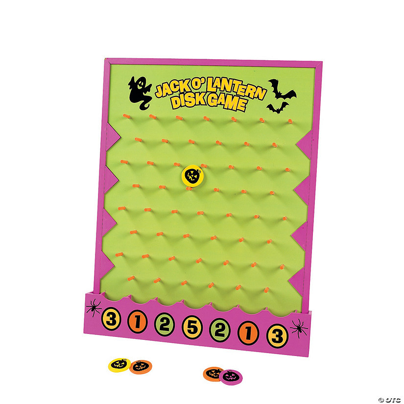16" x 20" Halloween Jack-O'-Lantern Wood Disc Drop Game - 8 Pc. | Oriental Trading Company