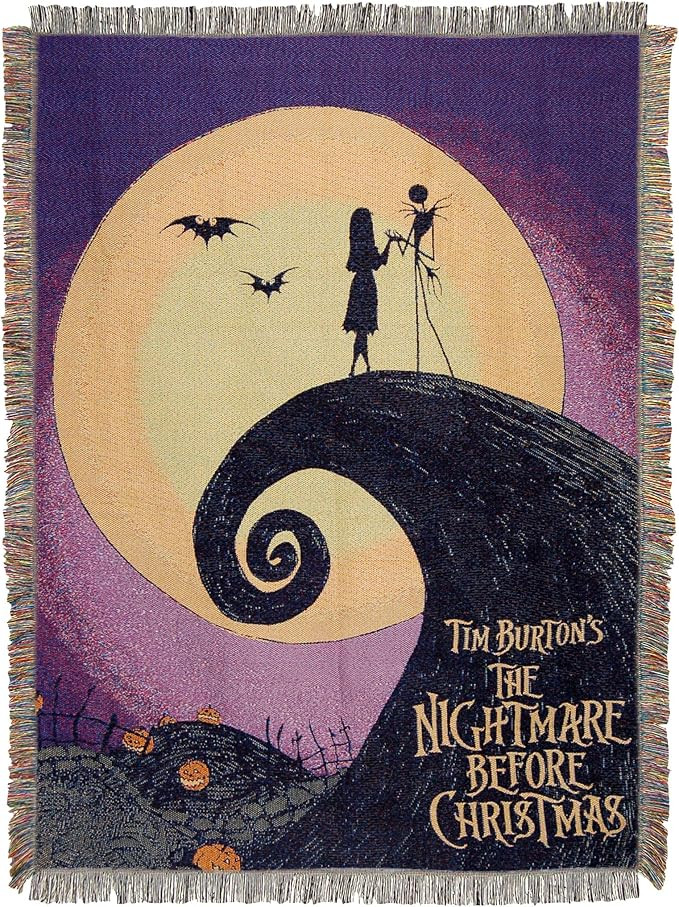 Disney's Nightmare Before Christmas, "Linework Poster" Woven Tapestry Throw Blanket, 48" x 60", M... | Amazon (US)