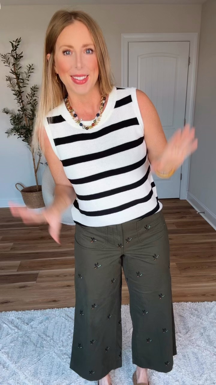 Outfit of the day, ootd, Walmart outfit, duck pants, black and white stripe sweater vest

#LTKootd