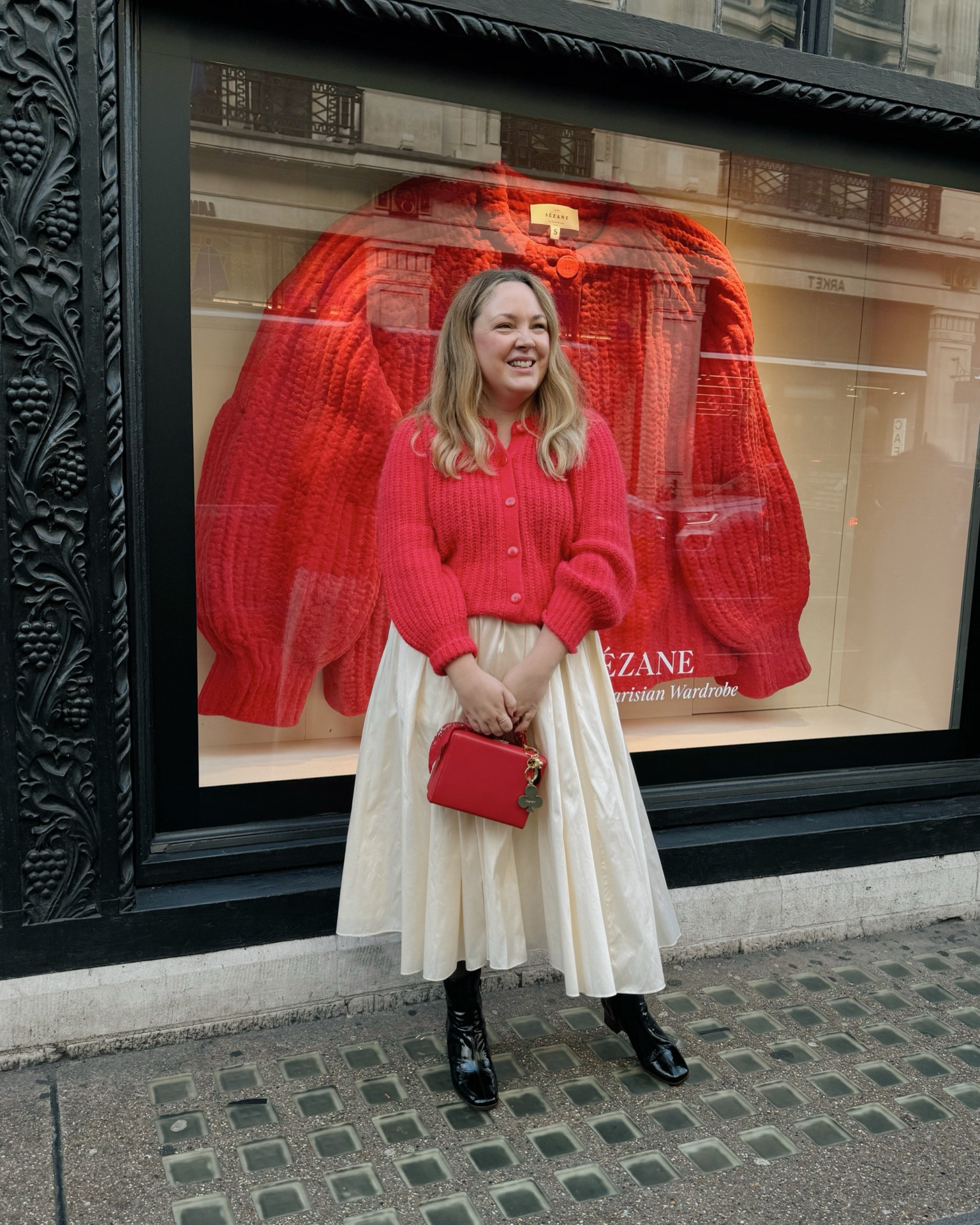 Wearing red with Sezane! 

Red cardigan, midi skirt, autumn outfit, pop of red, size 18 style 



#LTKautumn #LTKmidsize #LTKuk
