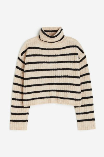 Turtleneck Sweater - Light beige/striped - Kids | H&M US | H&M (US + CA)