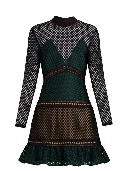 Forest ruffled-hem midi dress | Self-portrait | Matches (US)