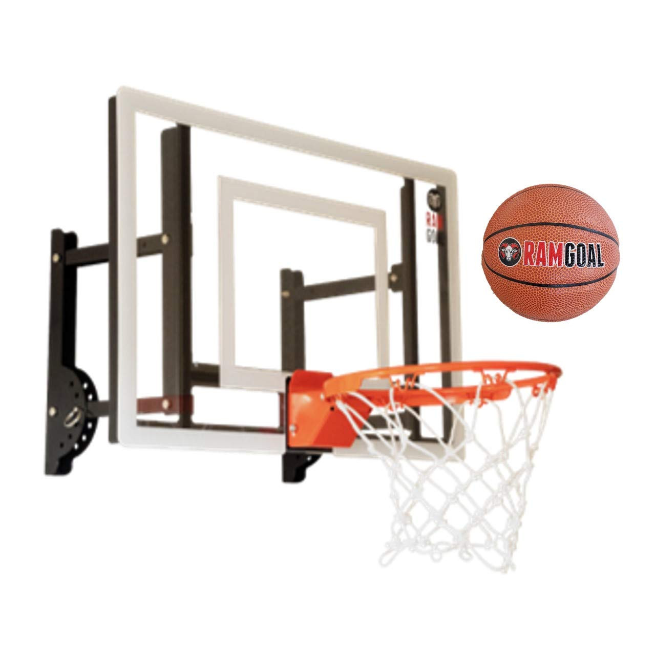 RAMGOAL Wall Mounted Indoor Adjustable Mini Basketball Hoop with Ball | 24" Shatter Resistant Bac... | Amazon (US)