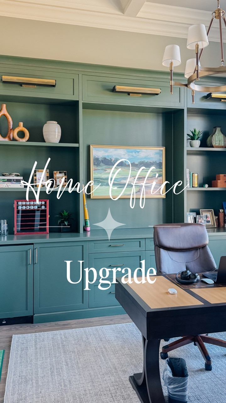 Say less, babe. 

Want the sources to this home office project? Comment SHOP and I'll dm you the links to the lighting, furniture pieces, and accessories I used in this project. 

Home renovation | Charlotte interior design | home office inspo | work from home | moody green cabinets