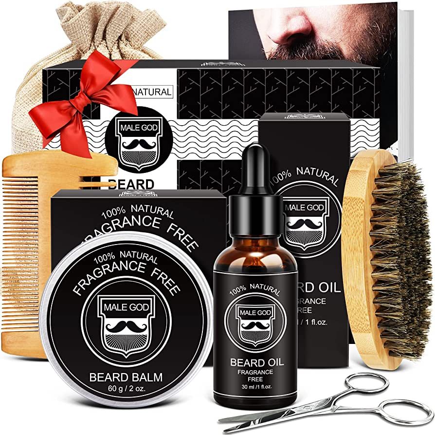 Beard Kit for men - Beard Care Kit for Men's Gifts with Beard Oil, Beard Balm, Beard Brush, Comb,... | Amazon (US)