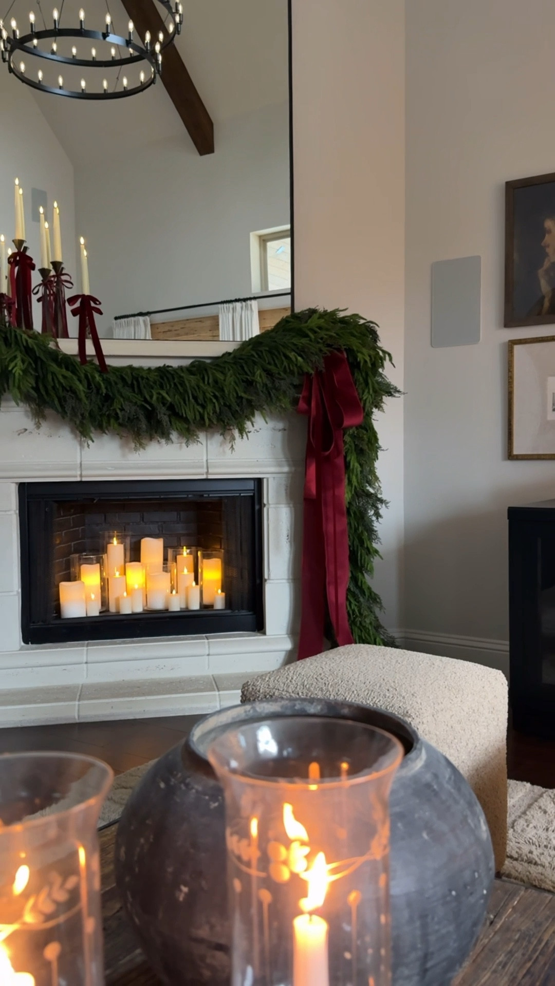 ✨ Our 2025 Christmas mantle ✨ 

Full swag garland is a mixture of Norfolk Pine and old cedar garlands. 

Battery operated candles on timers are your secret to a magical Christmas glow. Add several burgundy red ribbons and bows and you have yourself a lux, timeless look. Just don’t call it a Ralph Lauren Christmas 😜



#LTKSeasonal #LTKHome #LTKHoliday