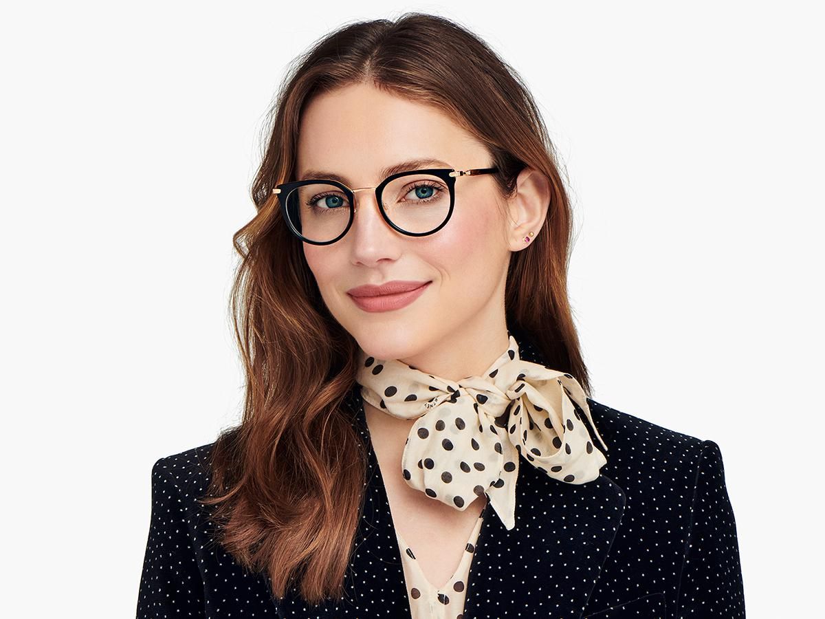 Whittier Eyeglasses in Jet Black with Polished Gold  | Warby Parker (US)