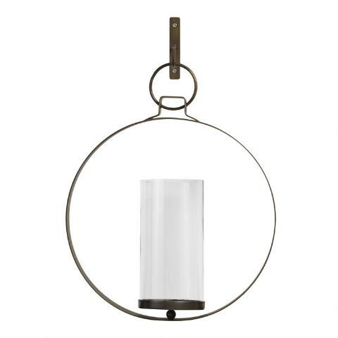 Ethan Bronze Circle Pendant Candle Wall Sconce | World Market