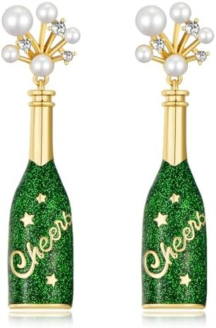 Christmas Earrings Studs for Women Delicate Champagne Wine Glass Dangle Earrings Handmade Hypoall... | Amazon (US)