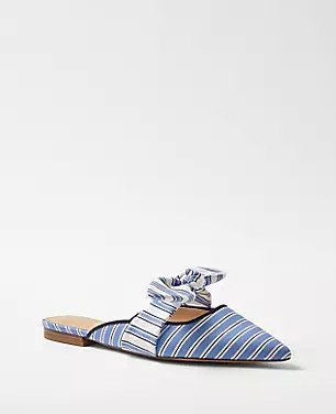 Striped Bow Mule Flats | Ann Taylor (US)