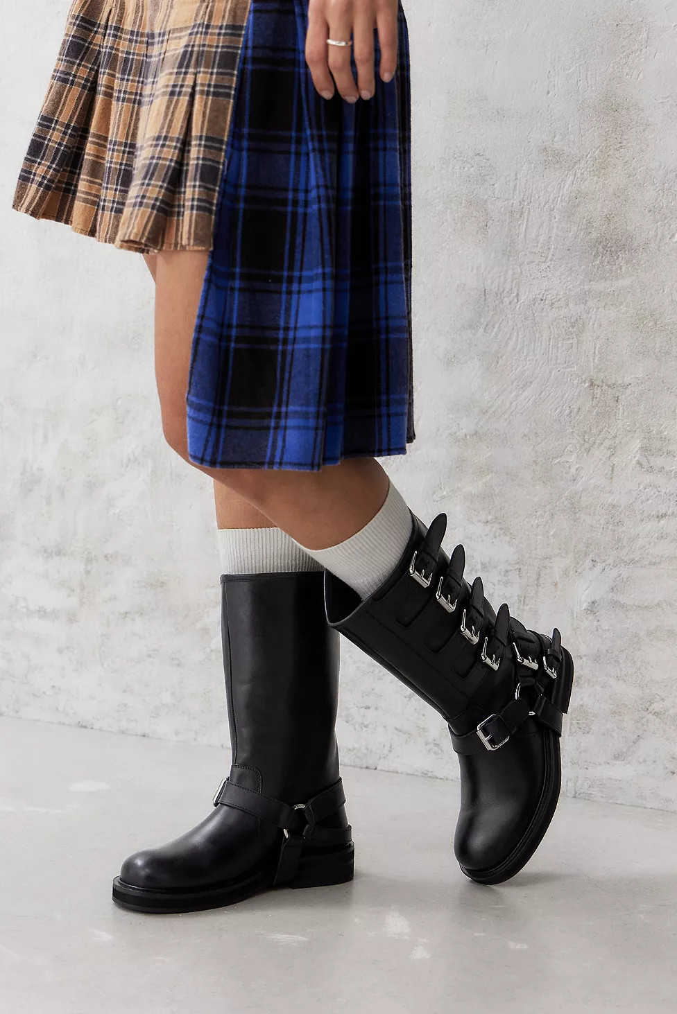 ASRA Black Cantaloupe Leather Buckle Boots | Urban Outfitters UK